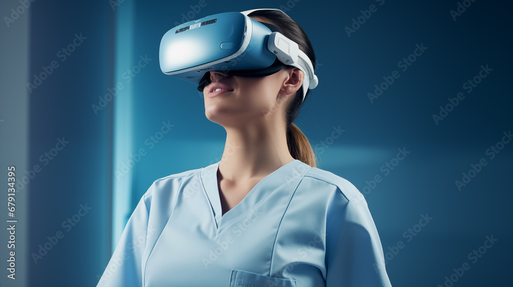 nurse in virtual reality headset nurse in virtual reality headset