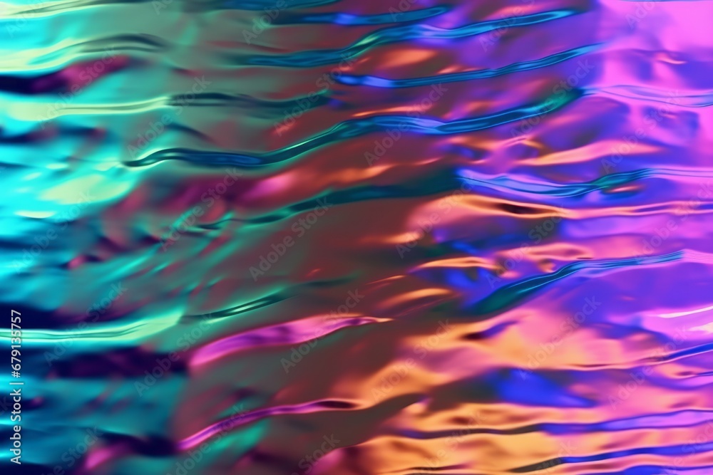 Iridescent texture. Holographic background. Hologram gradient neon color. Generative AI
