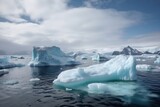Incredible landscape with icebergs in polar regions. Generative AI