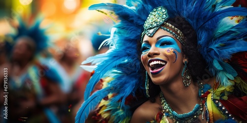 Vibrant Essence of Brazilian Carnival with Colorful Costumes © Kristian