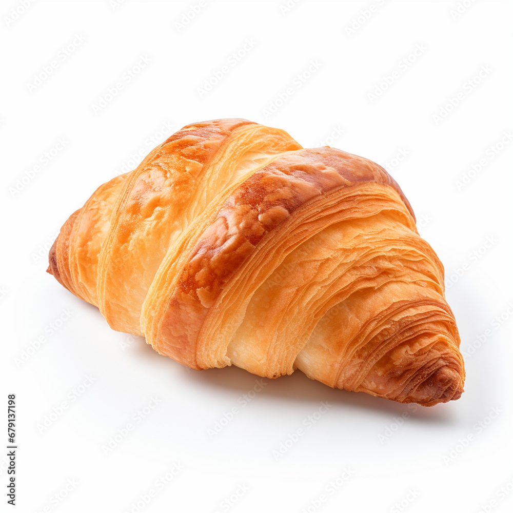Sweet tasty croissant isolated on white, ai technology