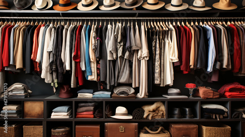 A closet filled with a wide variety of clothes