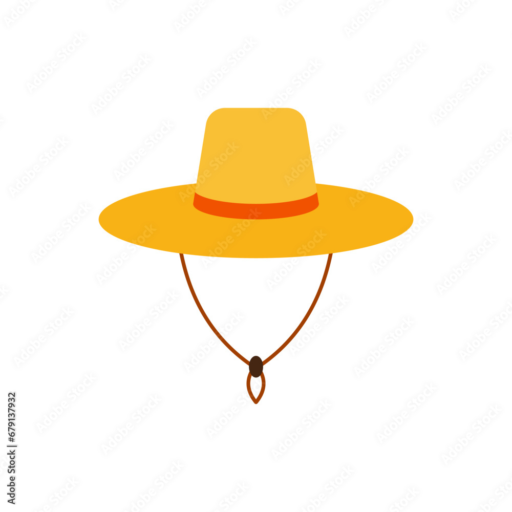 straw hat flat design vector illustration. Straw fedora hat isolated on a white background beach hat , summer hat. Flat design straw hat flat design vector illustration. Straw fedora hat isolated on a white background beach hat , summer hat. Flat design