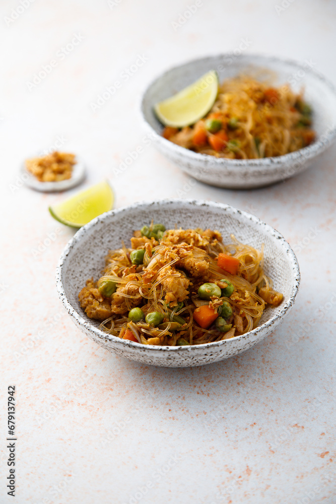 Noodles with chicken and vegetables Noodles with chicken and vegetables