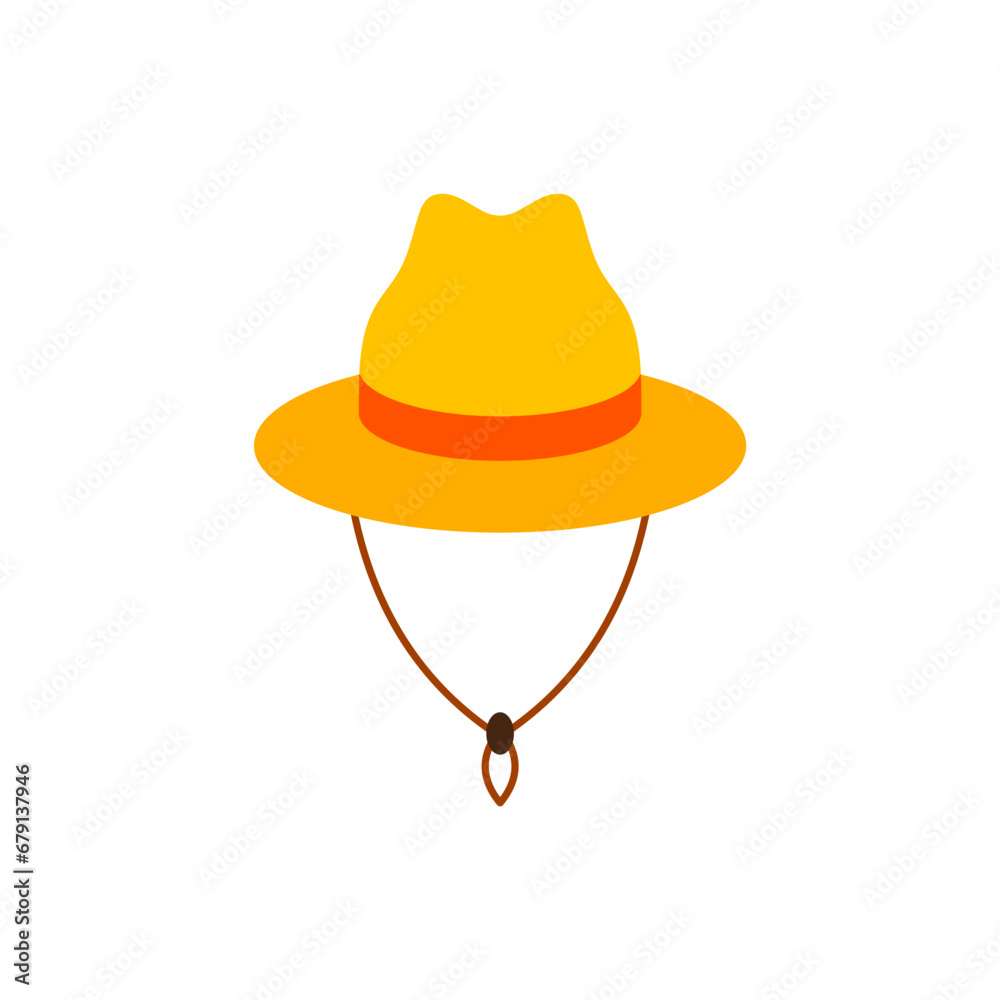 straw hat flat design vector illustration. Straw fedora hat isolated on a white background beach hat , summer hat. Flat design straw hat flat design vector illustration. Straw fedora hat isolated on a white background beach hat , summer hat. Flat design