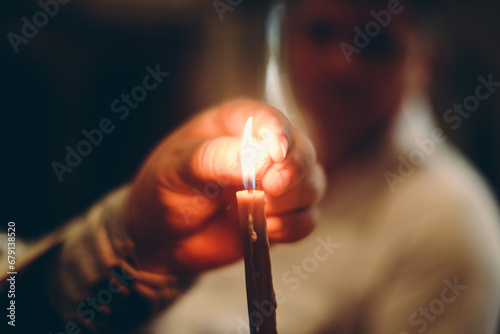 burning match in a hand