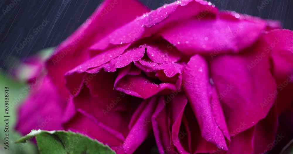 spray a dry red rose with water, the old dry flowers are wet with water spray a dry red rose with water, the old dry flowers are wet with water