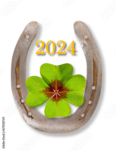 horseshow as symbol for luck and success in new year 2024 over transparent background png