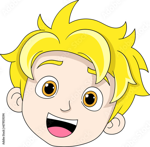 a blonde haired boy is happy photo