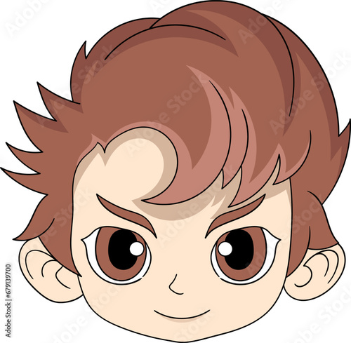 a head of cool boy with brown hair