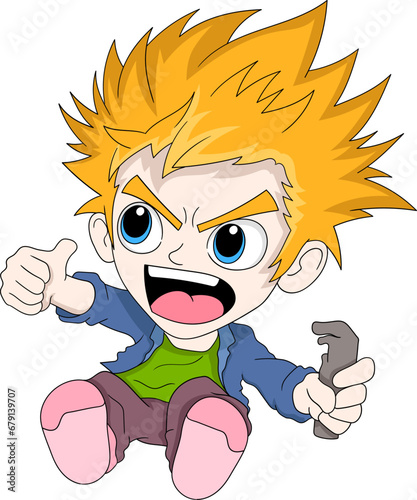 a little boy with blonde hair was holding a chicken claw