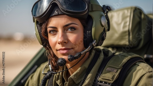 Brave Israeli Female Pilot Soldier in Combat Flight Suit during War Times © Khuram Ibn Sabir