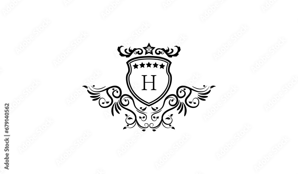 Heraldic Emblem with Crown Logo H Heraldic Emblem with Crown Logo H