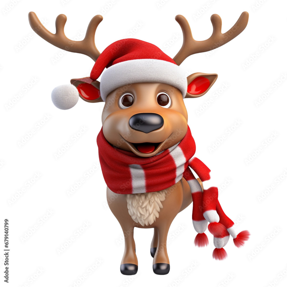 Reindeer isolated on transparent, AI generated