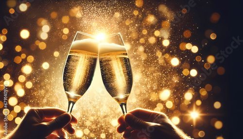 new year celebreate golden cheers to the timeless moments of joy-a toast captured in a cascade of sparkles