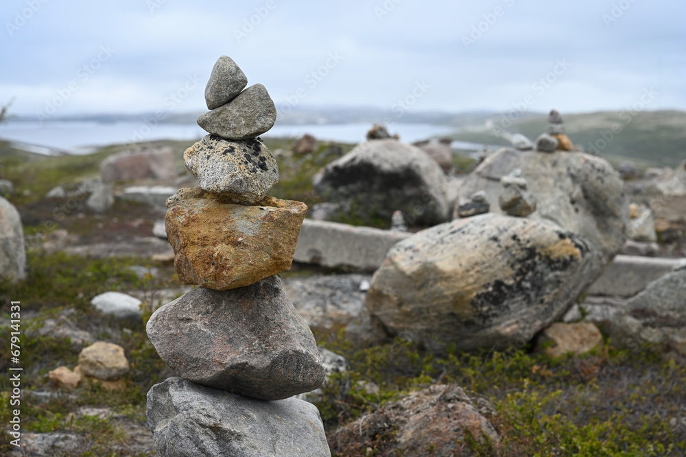 Stone tower in the northern tundra Stone tower in the northern tundra