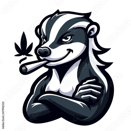 Honey Badger Cannabis Dispensary Marijuana Logo Vector Illustrated