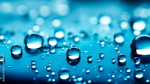 Wallpaper Mural Crystal Water Droplets on Blue Background. Refreshing Texture, Pure Nature, Abstract Art. Torontodigital.ca