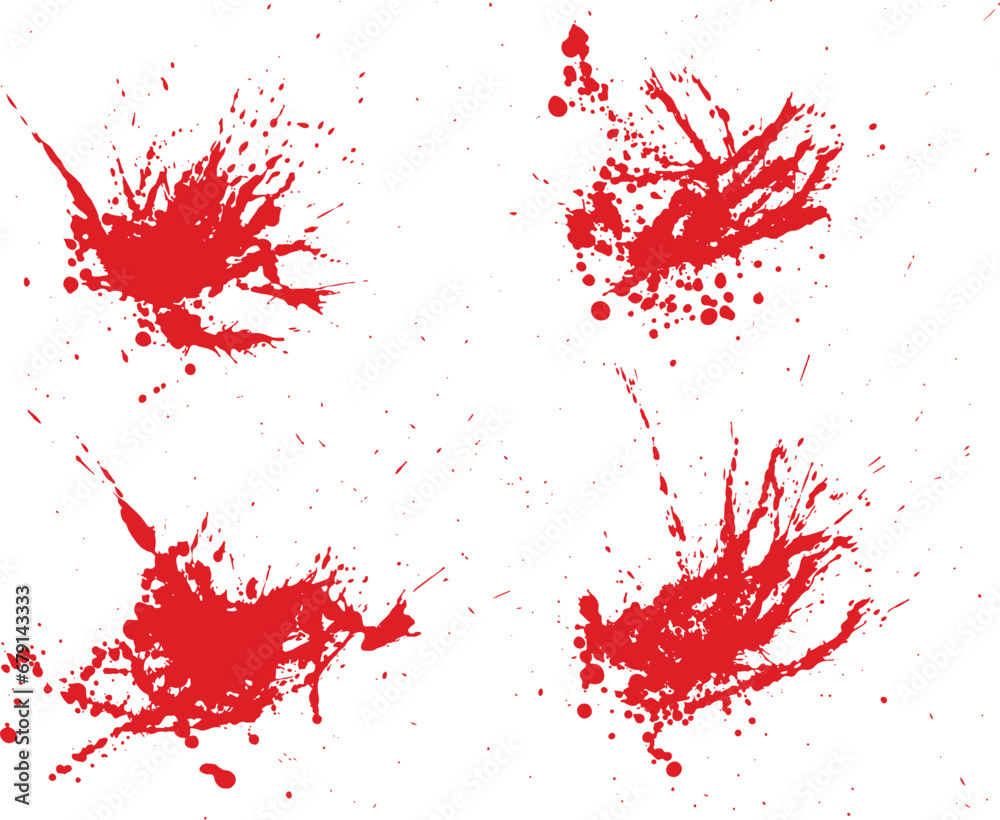 Set of red blood ink texture vector