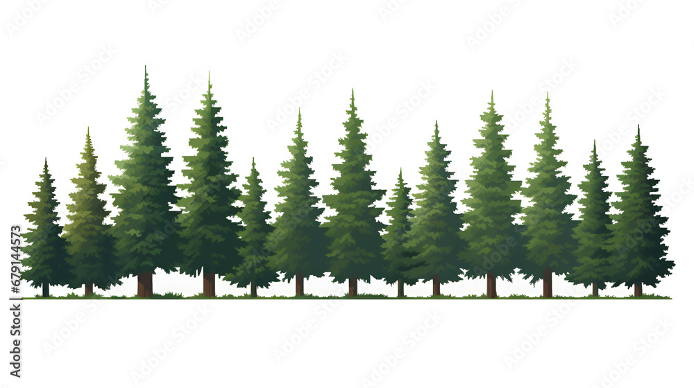 Fototapeta premium a row of pixel art pine trees