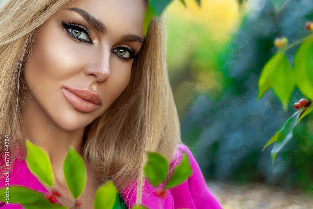 Beauty Woman Face. Beautiful Young Female Model With Soft Smooth Skin And Professional Makeup. Beauty Woman Face. Beautiful Young Female Model With Soft Smooth Skin And Professional Makeup.