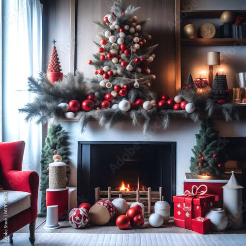 christmas tree with fireplace