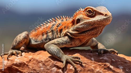 A detailed close-up shot of a lizard perched © Ghazanfar