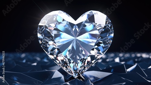 Crystal Shiny heart background. Happy Valentines Day  wedding concept. Symbol of love. Diamond gemstones crystalline hearts semi  precious  jewelry. For greeting card  banner  flyer  party invitation..