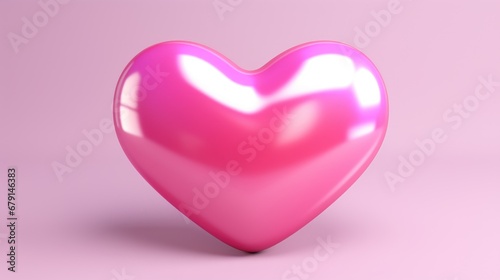 Inflated pink glossy heart shape balloon background. Valentine's, Mother's Day concept. Look like 3d. Cute Symbol of love. For card, party, design, flyer, poster, decor, banner, web, advertising.