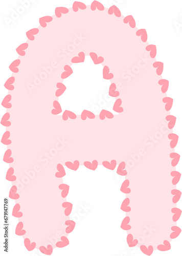 A Alphabet pink letter,heart frame, Valentine