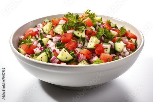 Israeli Salad Isolated on White Background 