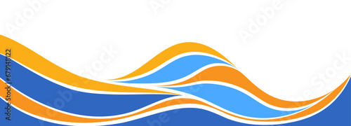 Color wave. Blue and orange dynamic shapes. Template for banners, covers, posters, flyers and creative ideas