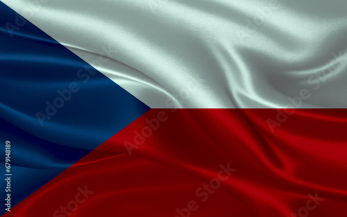 3d waving realistic silk national flag of Czech Republic. Happy national day Czech Republic flag background. close up