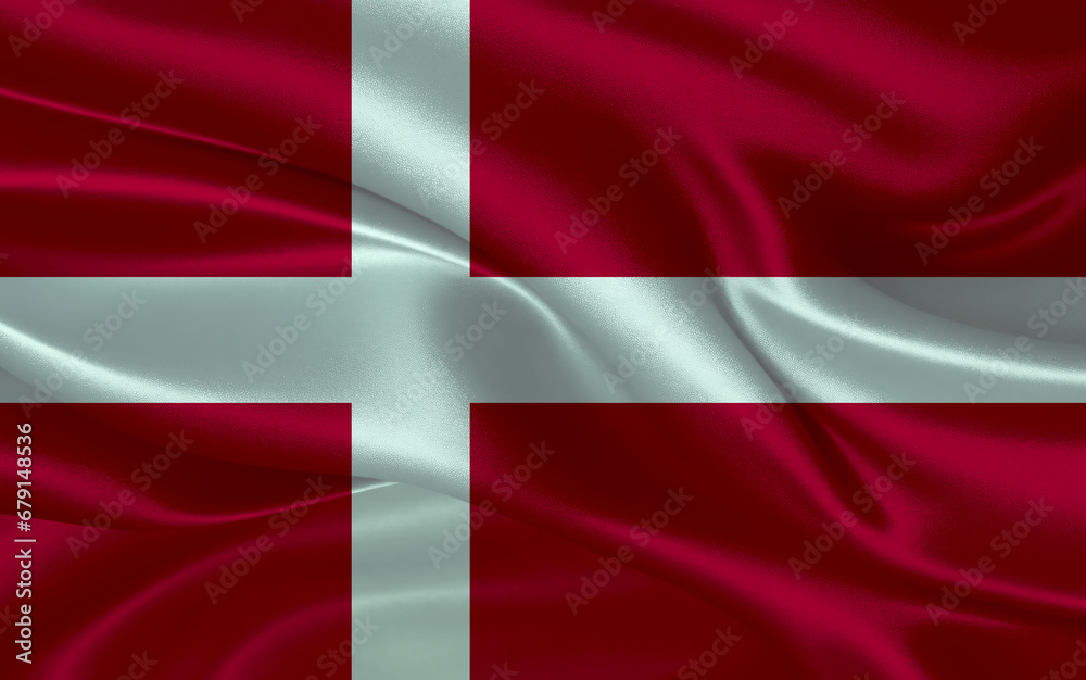 3d waving realistic silk national flag of Denmark. Happy national day Denmark flag background. close up 3d waving realistic silk national flag of Denmark. Happy national day Denmark flag background. close up