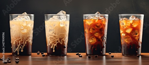 Korean dishes and iced coffee from the US Copy space image Place for adding text or design
