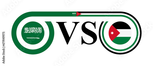 concept between saudi arabia vs jordan. vector illustration isolated on white background