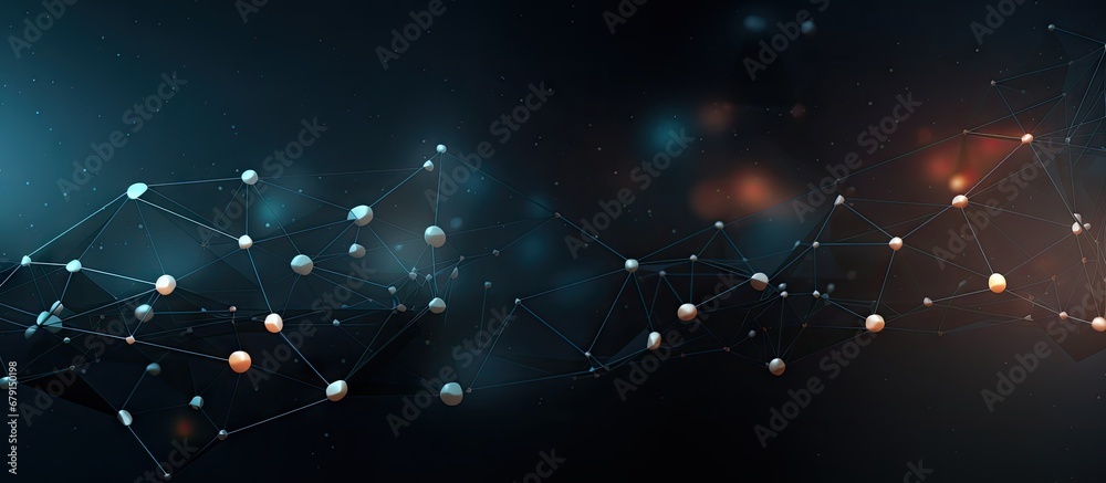 Obraz premium Futuristic concept Abstract poly space with dark background connecting dots and lines Copy space image Place for adding text or design