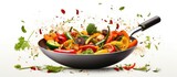 Healthy cooking with assorted fresh vegetables in a pan promoting a nutritious diet Copy space image Place for adding text or design