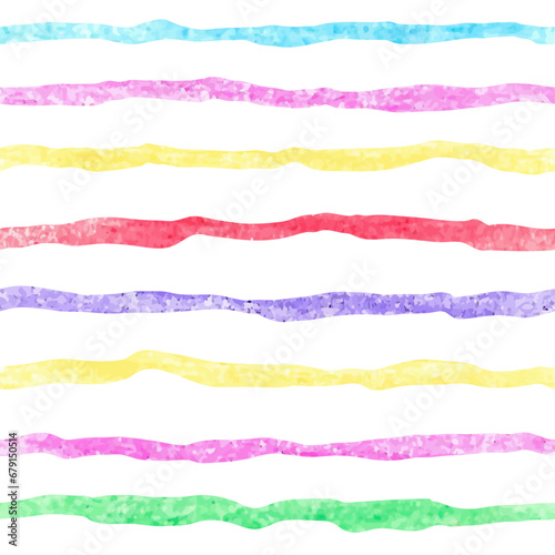 Horizontal colorful stripes seamless pattern. Striped vector background. Pencil drawing texture