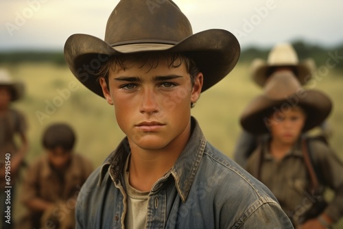 Fotografie, Obraz Young cowboy on the farm