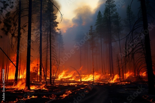 wildfire forest fire Engulfs Woods Fire Spreads Wildly