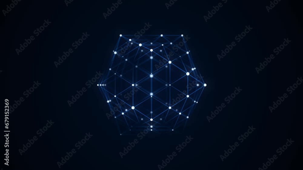 Abstract geometric shapes with particles and lines. Psychedelic rave style. Futuristic illustration. Global digital connections ai. 3D wireframe geometric graphic. 3D rendering.