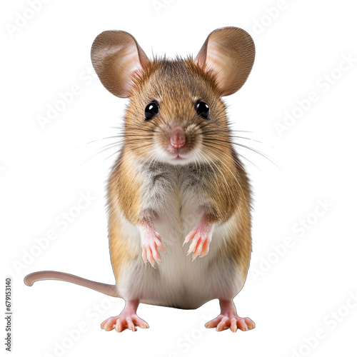 Mouse in Standing Position Isolated on Transparent or White Background, PNG