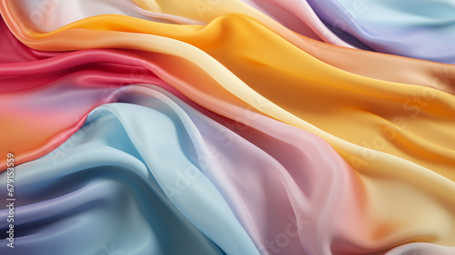 Colored silk drapery fabric background photo