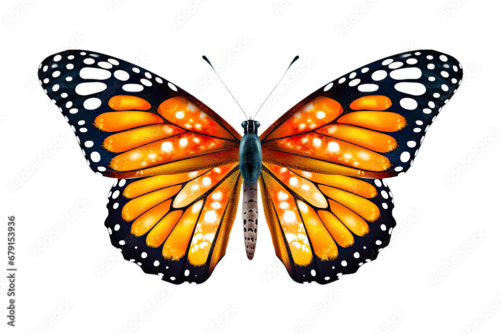 Fototapeta premium Butterfly Insect With Wings Open Isolated on White Background