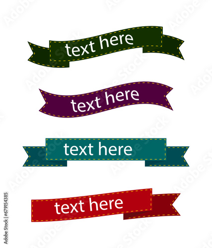 ribbons set in different styles and different colors