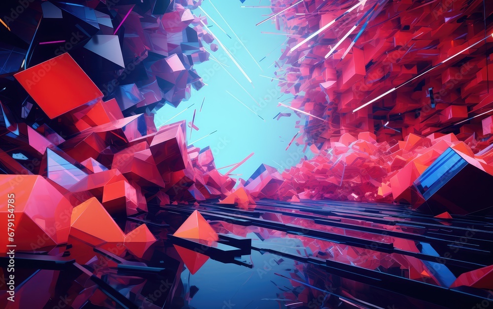 Abstract 3d render, A Journey Through Mesmerizing 3D Abstract Creations, With vibrant colors and beautiful backgrounds, Generative AI Abstract 3d render, A Journey Through Mesmerizing 3D Abstract Creations, With vibrant colors and beautiful backgrounds, Generative AI
