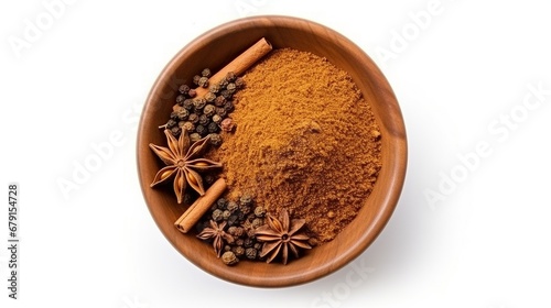 indian spices homemade biryani masala powder isolated on white background vegetarian or non vegetarian cooking