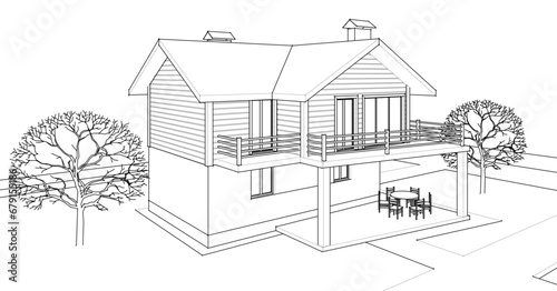 house sketch concept 3d illustration