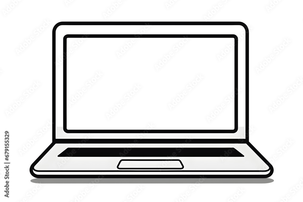 Line icon of laptop on white background, vector graphic illustration, trendy design. Line icon of laptop on white background, vector graphic illustration, trendy design.
